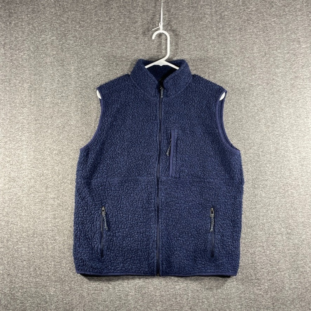 Wool & Prince Deep Pile Fleece Sherpa Vest Dark Blue Mens Medum Sweater Vest